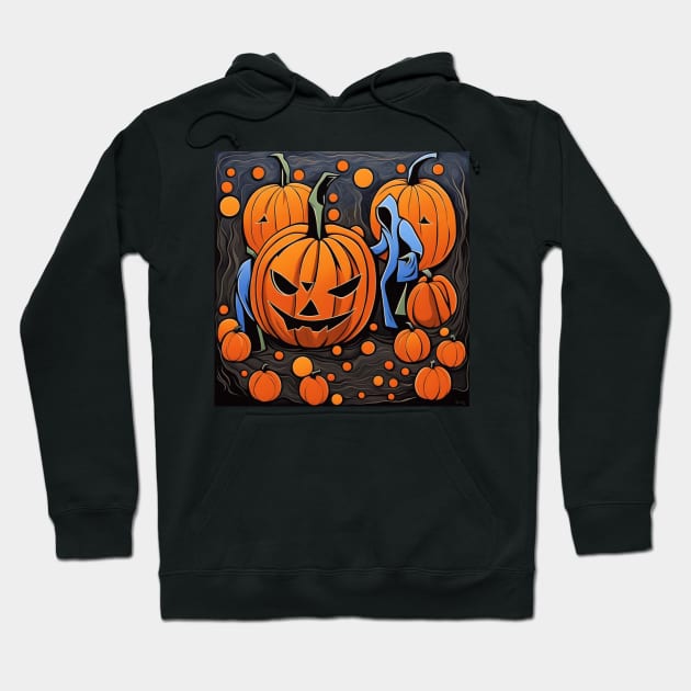 Festive Halloween Pumpkin Carving with Autumn Leaves Hoodie by tearbytea